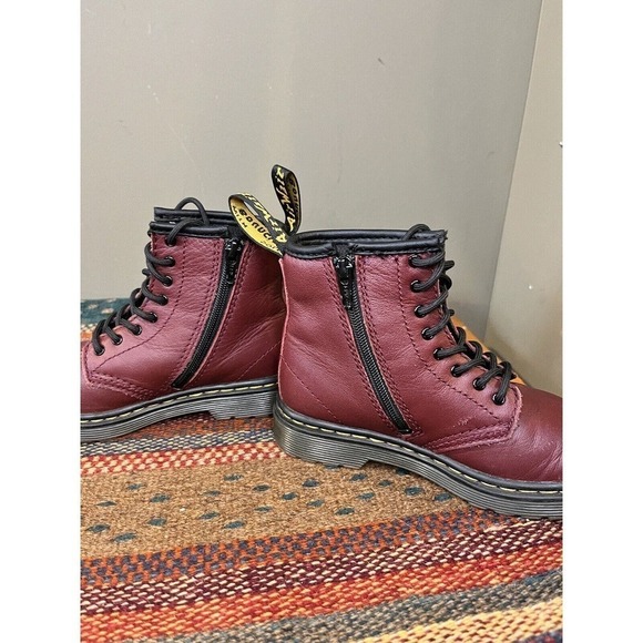Dr Martens Delaney Ankle Zip cherry red combat Toddler boots size 10T - Picture 4 of 7